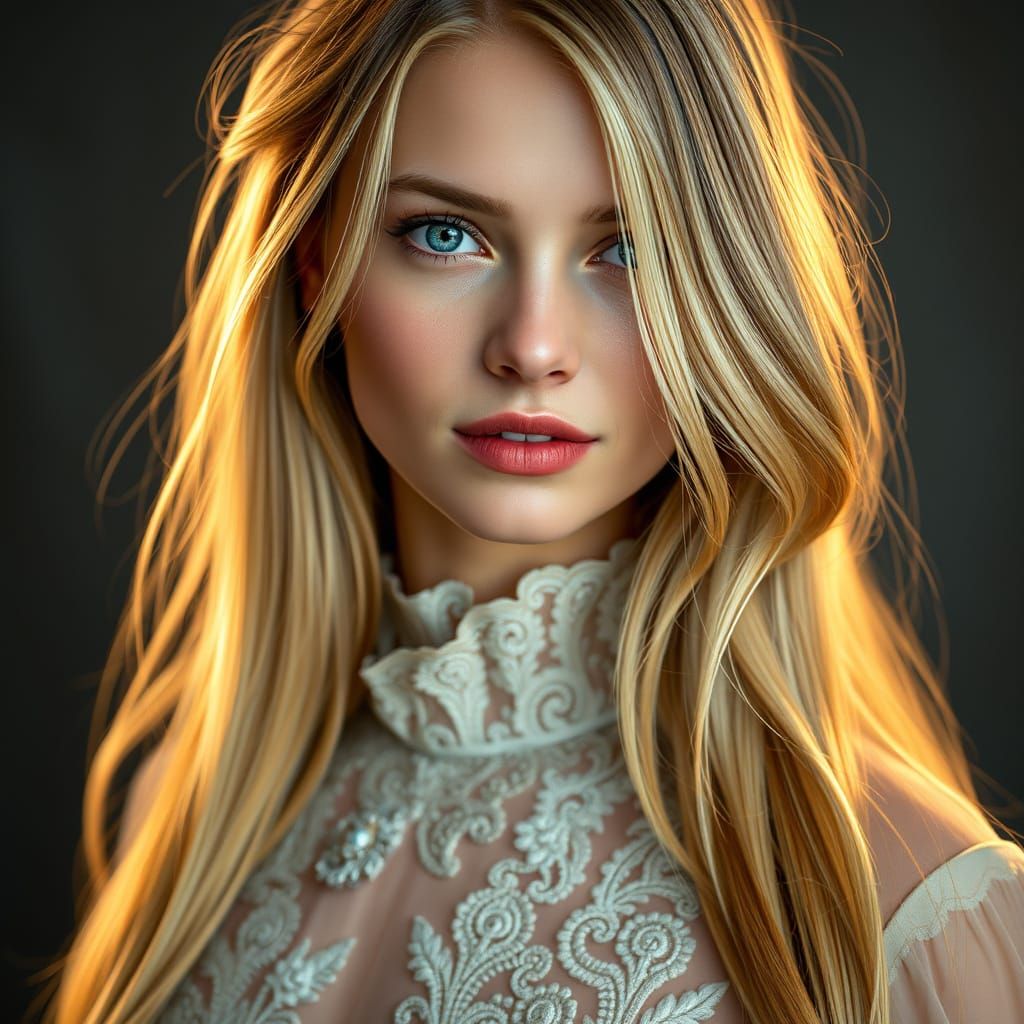 Gorgeous young blonde Swedish supermodel in her early 20s. L...