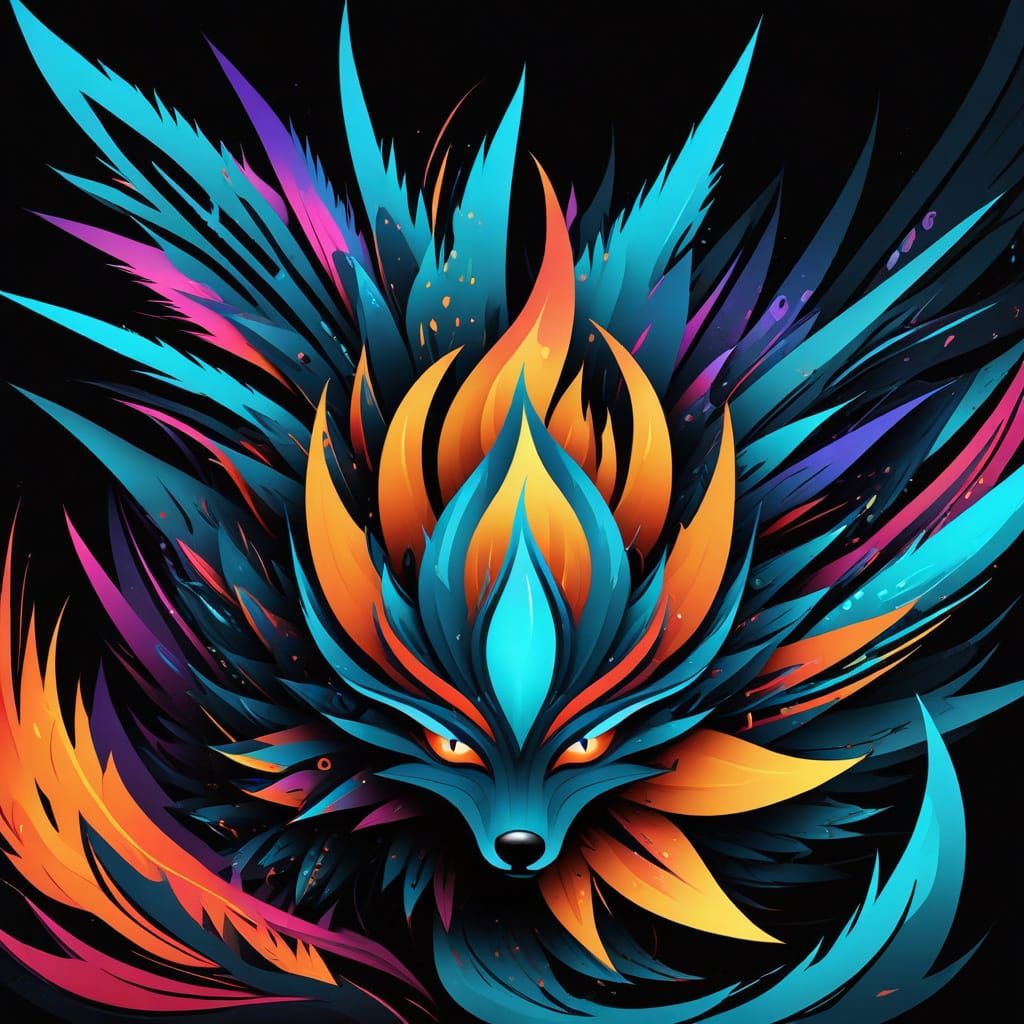 Vibrant Cyberpunk Tribal Foxfire Design