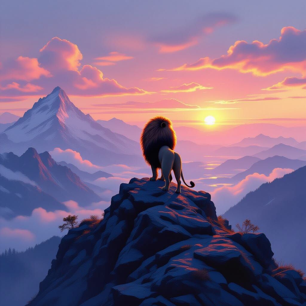Lion King of the Mountain: Digital Painting