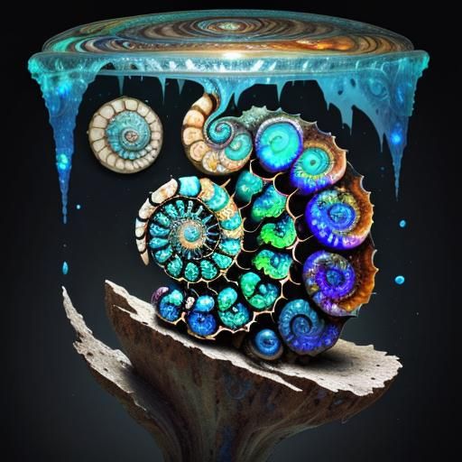Surreal Opalized Fossil with Caterpillar Ammonite, Dreamlike...