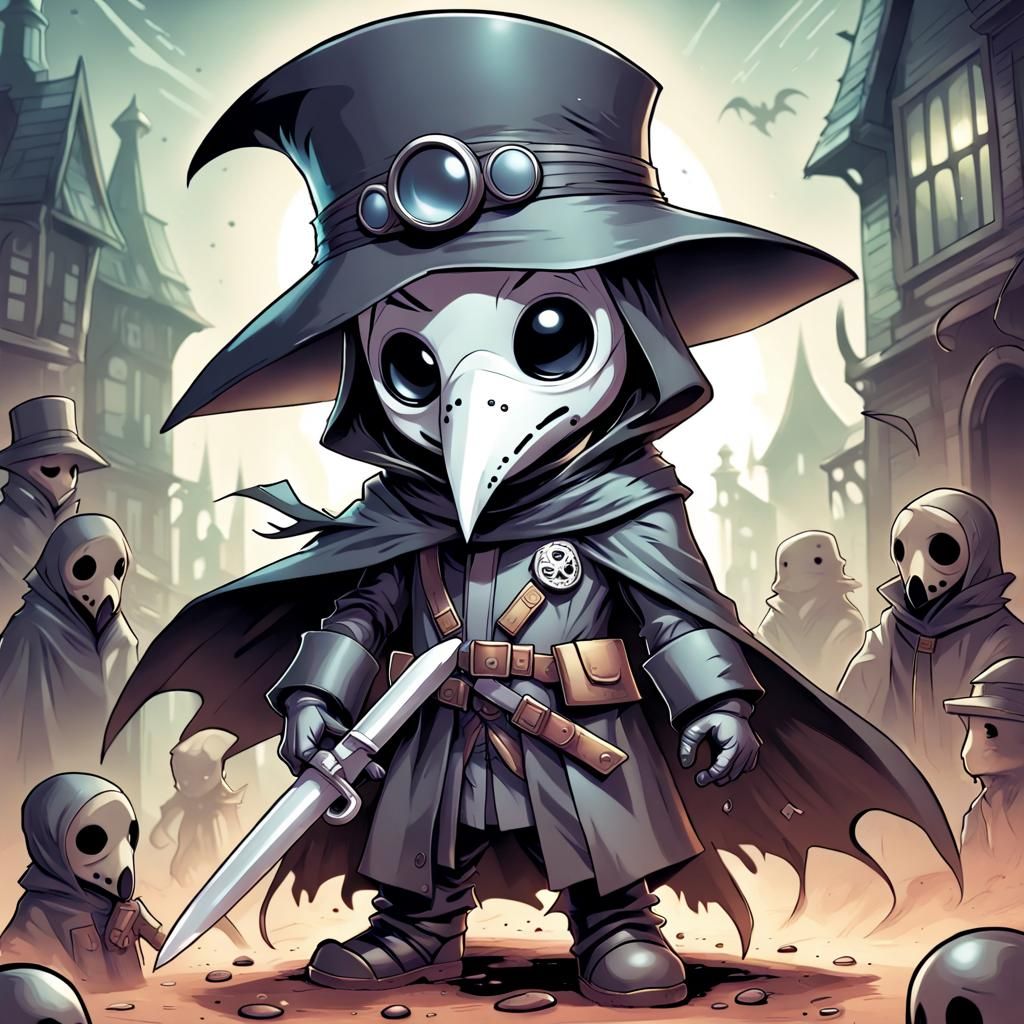 Chibi Plague Doctor Comic Book Art