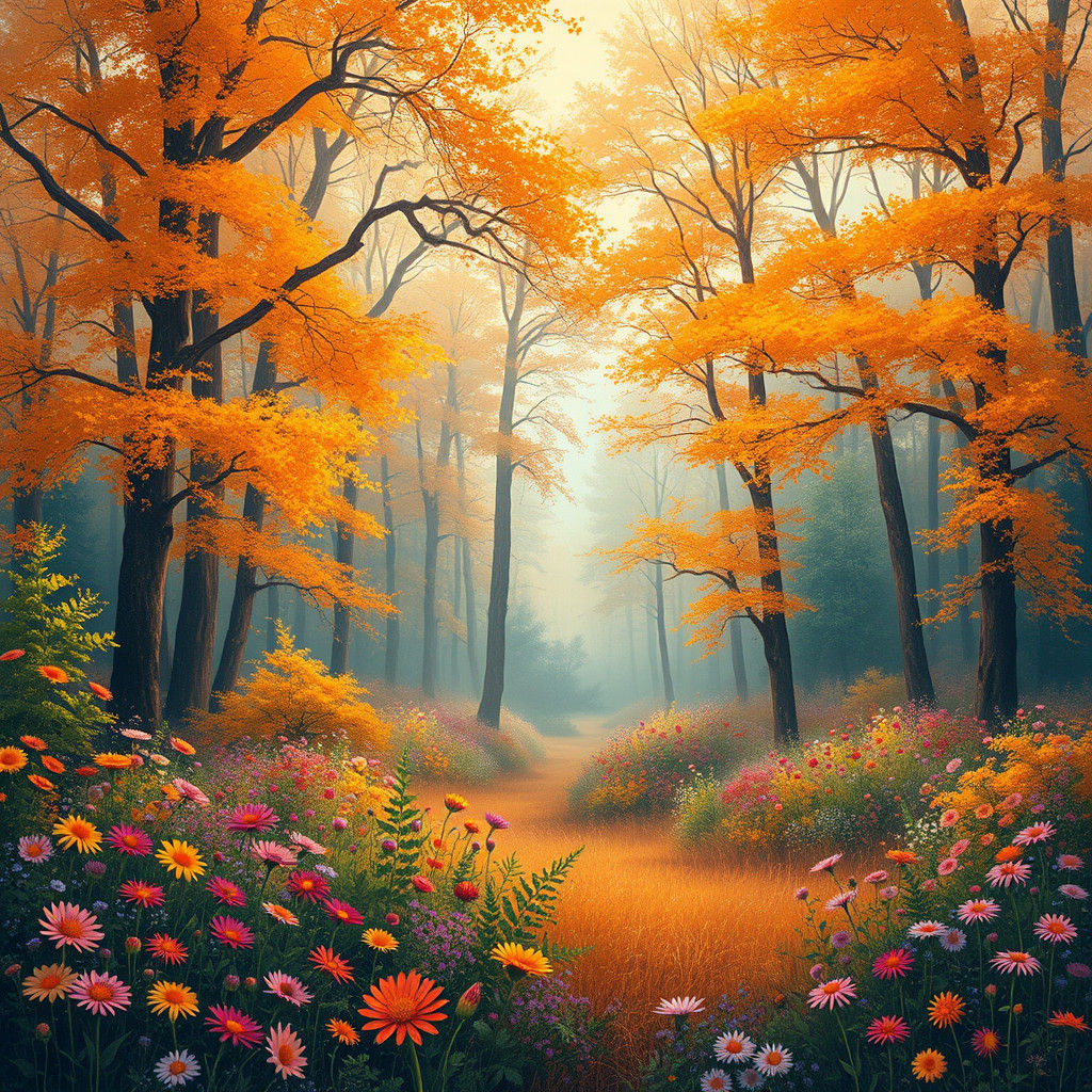 Autumn Forest Landscape in Painterly Style