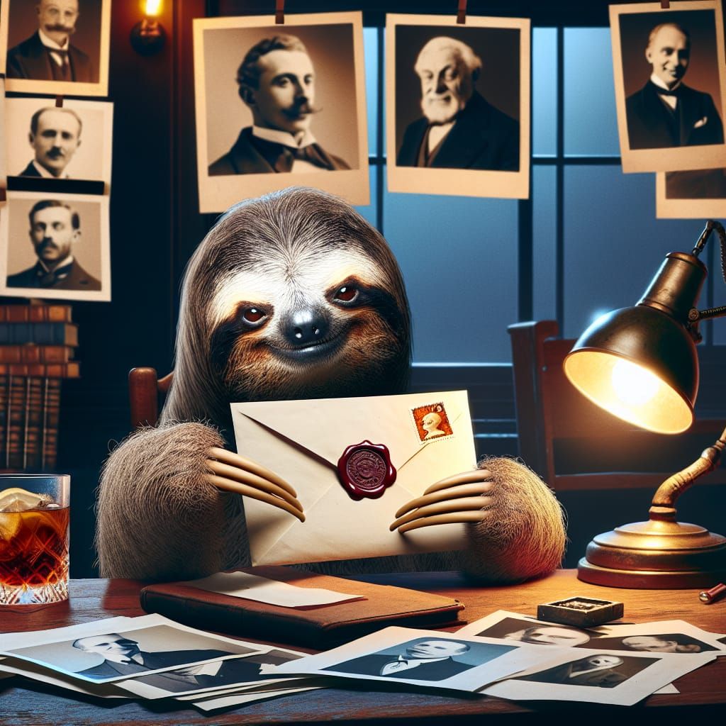 Whimsical Sloth Blackmails Celebrities in Vintage Office