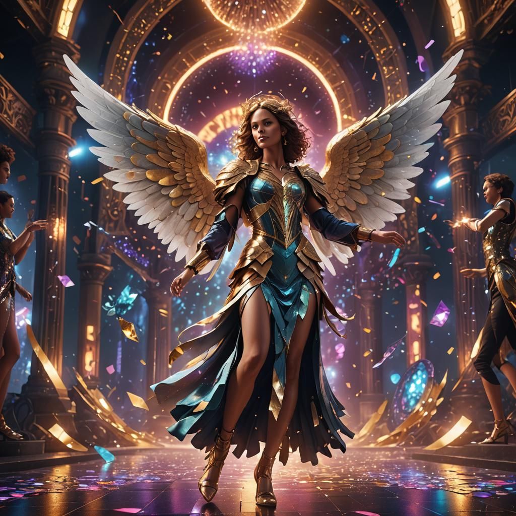 Angel Disco Dancing in Detailed Matte Painting