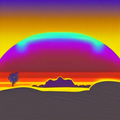 Desert Sunrise in Synthwave Neon Style