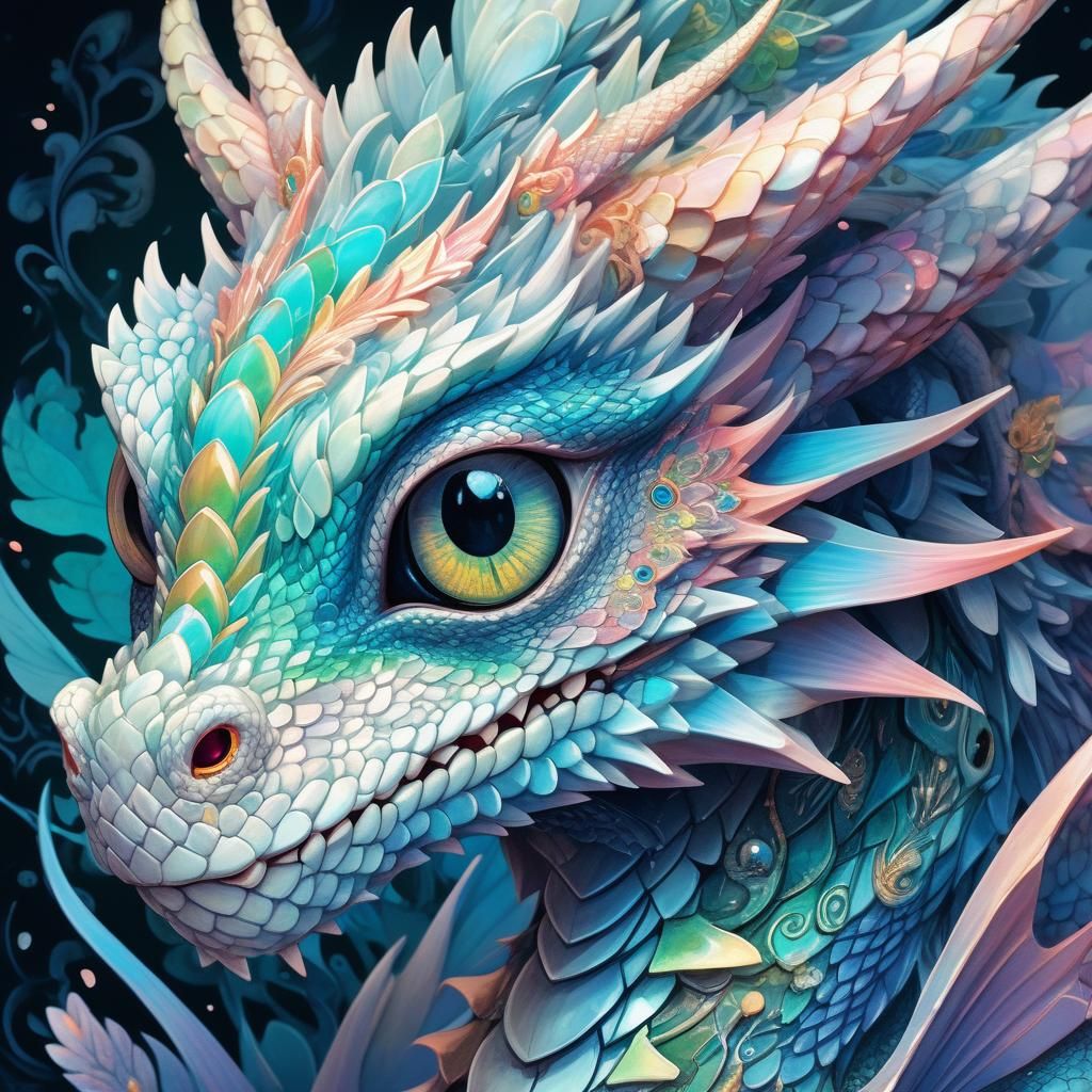 Pastel Dragon Portrait in Anime Style