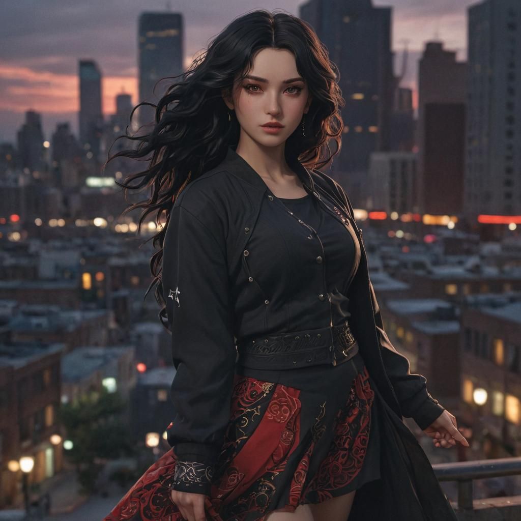 Gypsy in 3D Anime Style Urban Sunset