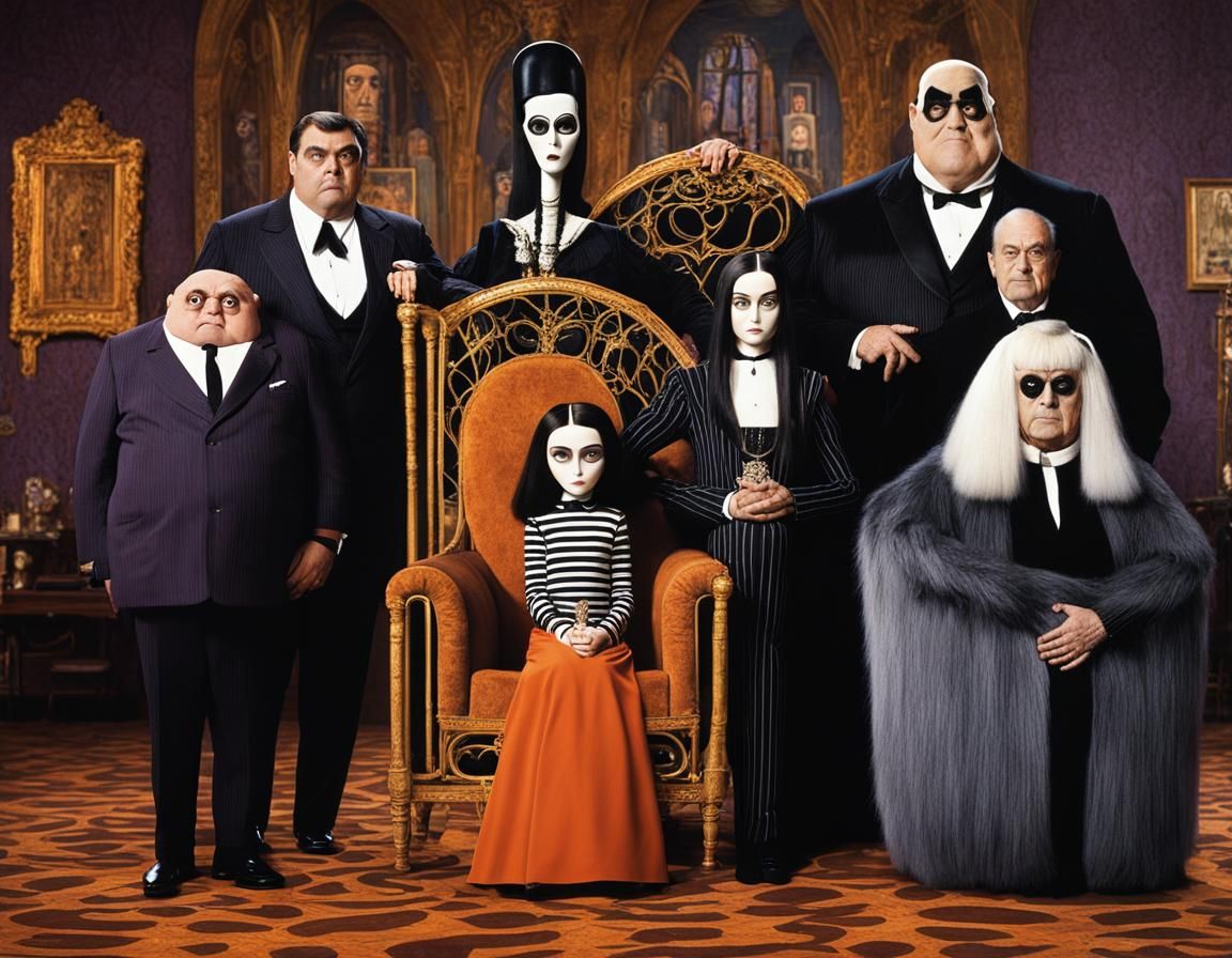 Addams Family Portrait in Gustav Klimt Style