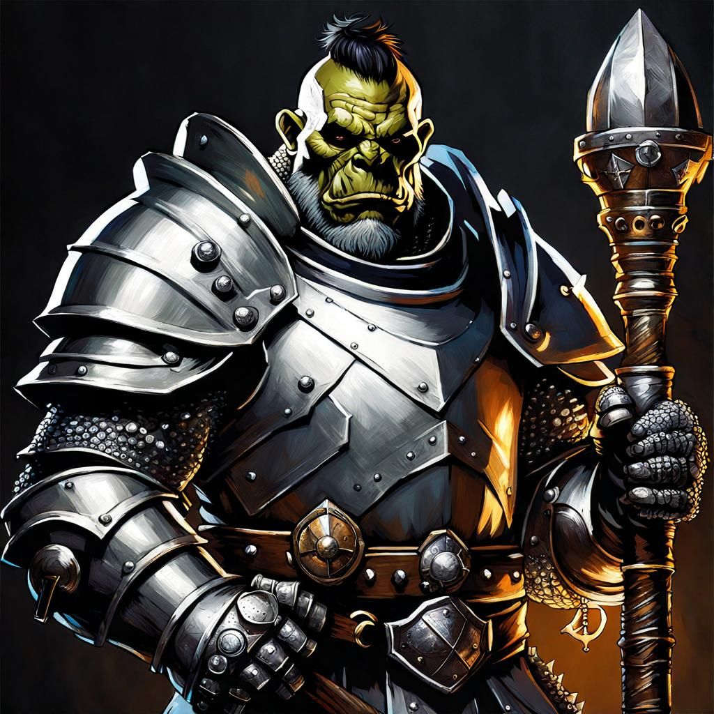 Medieval Fantasy Orc Knight and Life Cleric