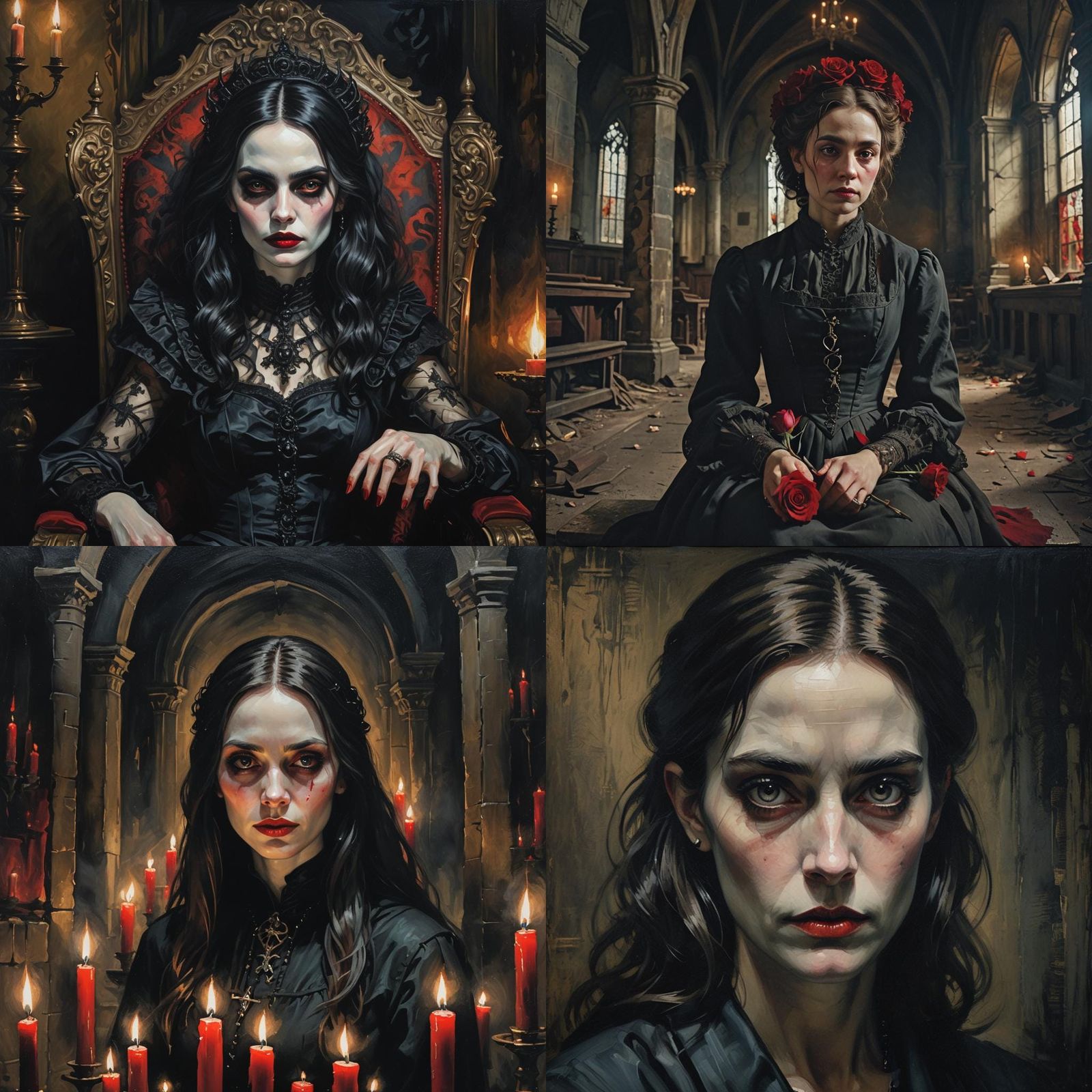 Creepy Goth Woman Painting Sketch