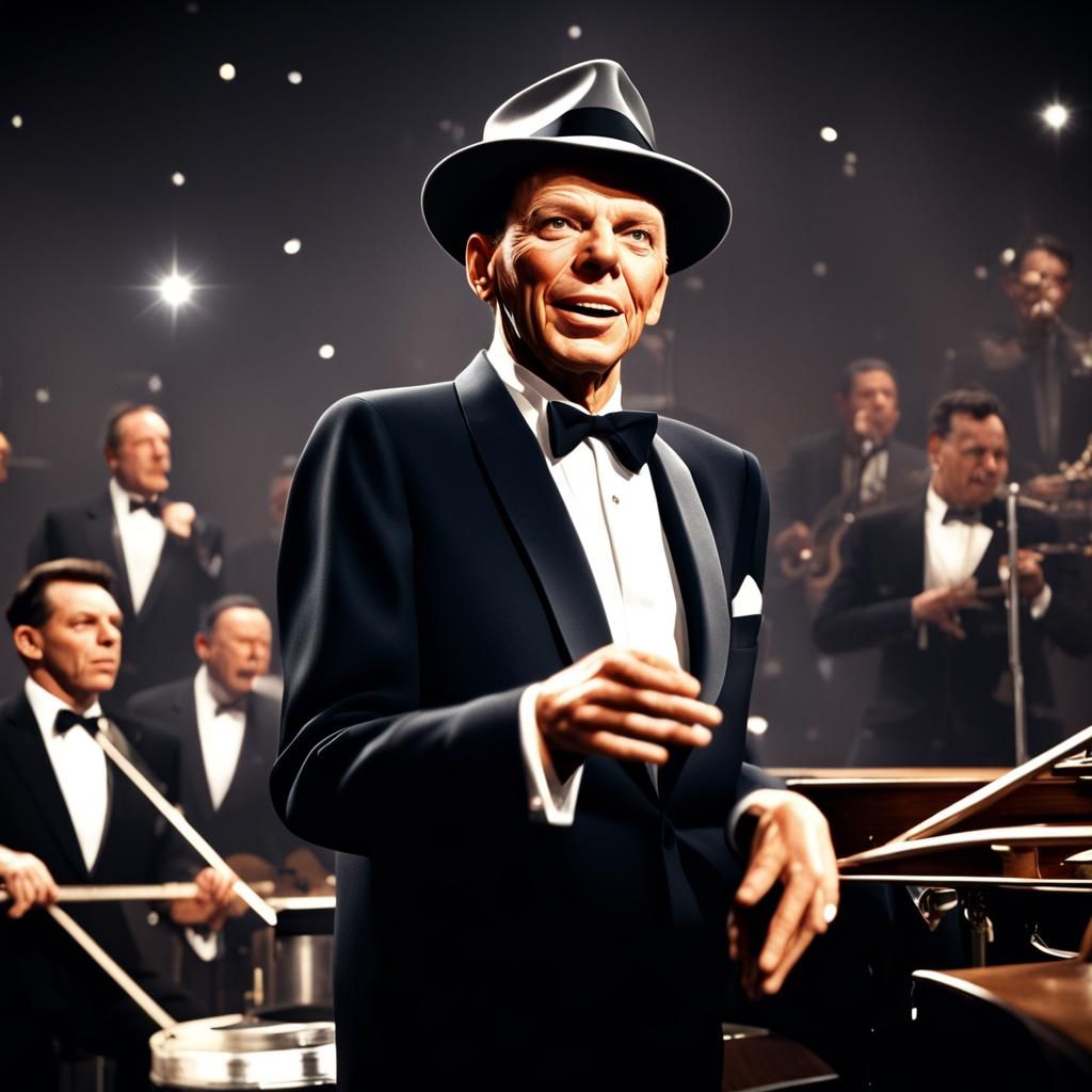 Frank Sinatra and Orchestra in New York, Realistic Photograp...