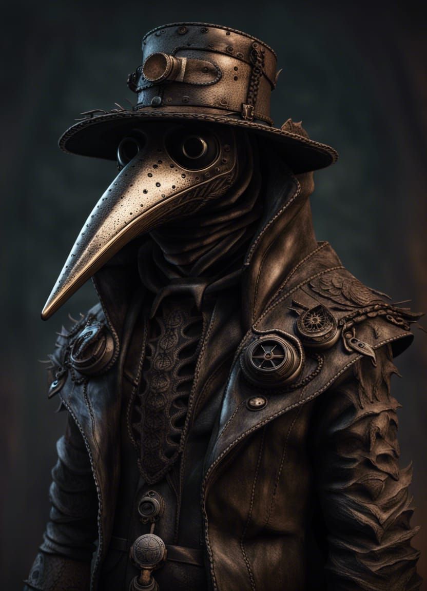 Hipster Plague Doctor in Dystopian Gothic Style