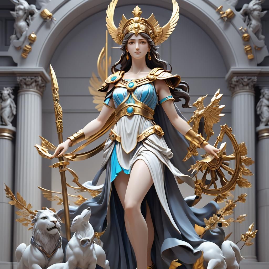 Goddess Athena: Detailed 3D Anime Art