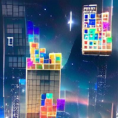 Colorful Tetris Blocks on Dark Background