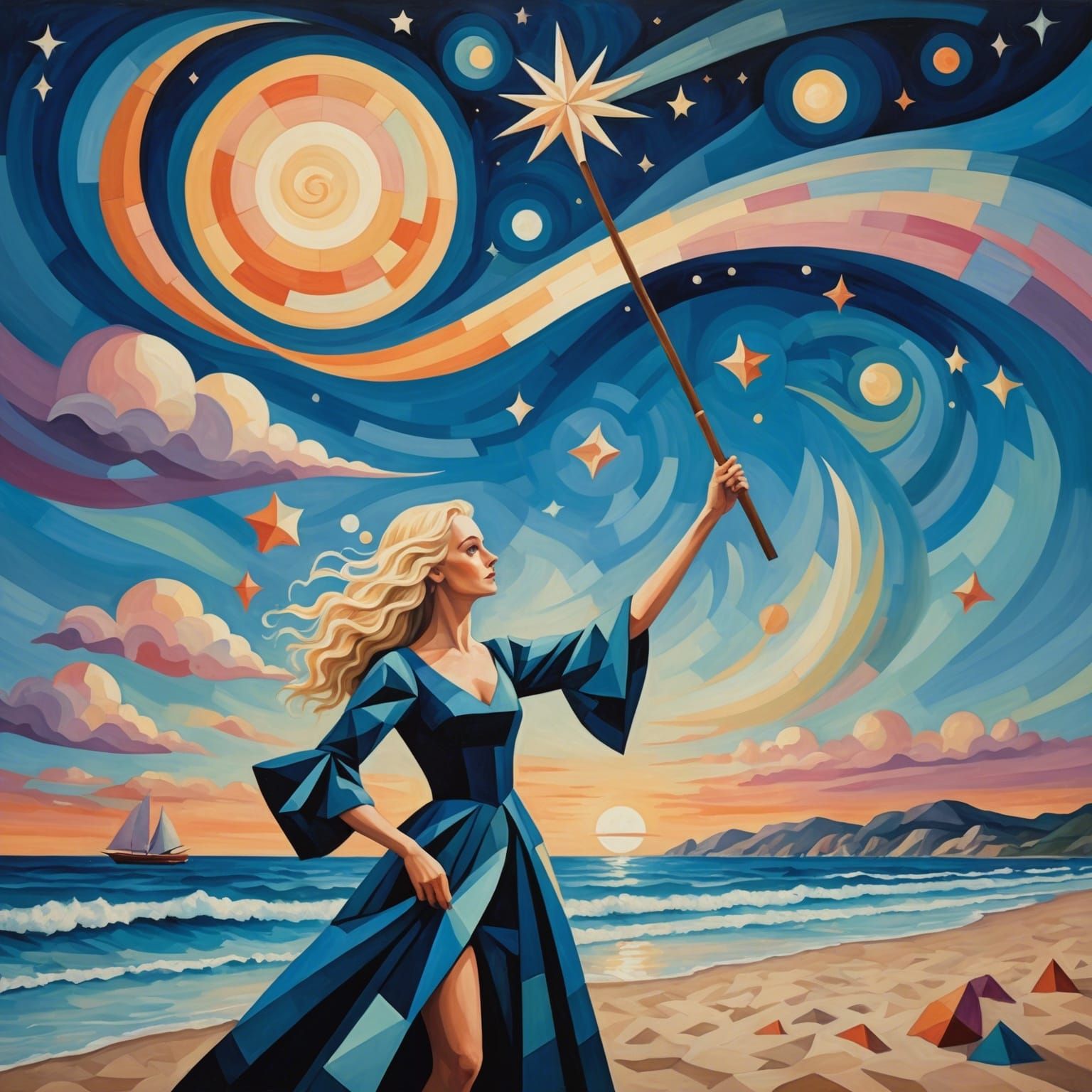 Surreal Cubist Dreamscape Beach Performance