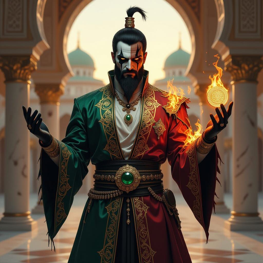 Two-Face as Ottoman Vizier in Digital Art Style