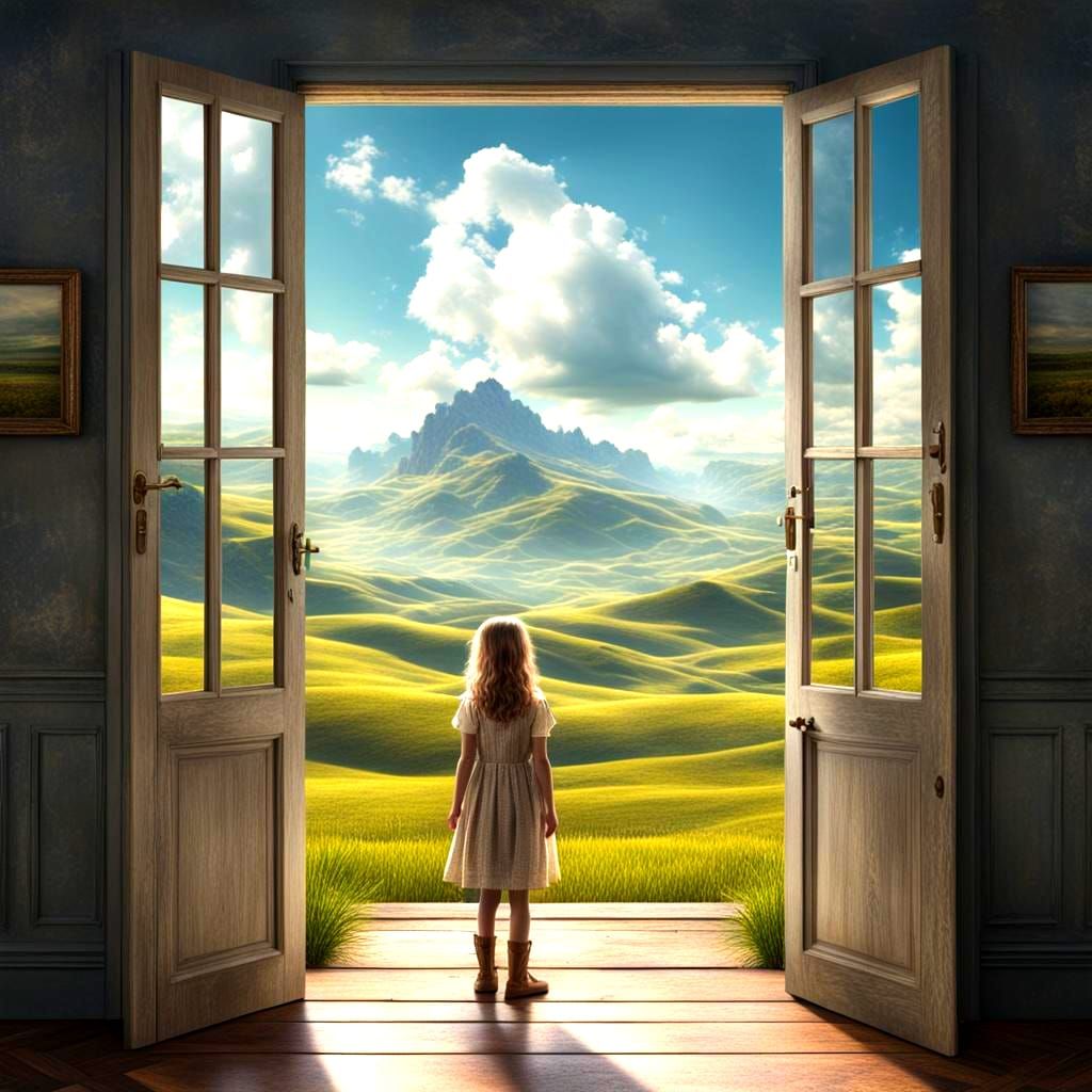 Heavenly Fields Seen Through a Doorway: Matte Painting