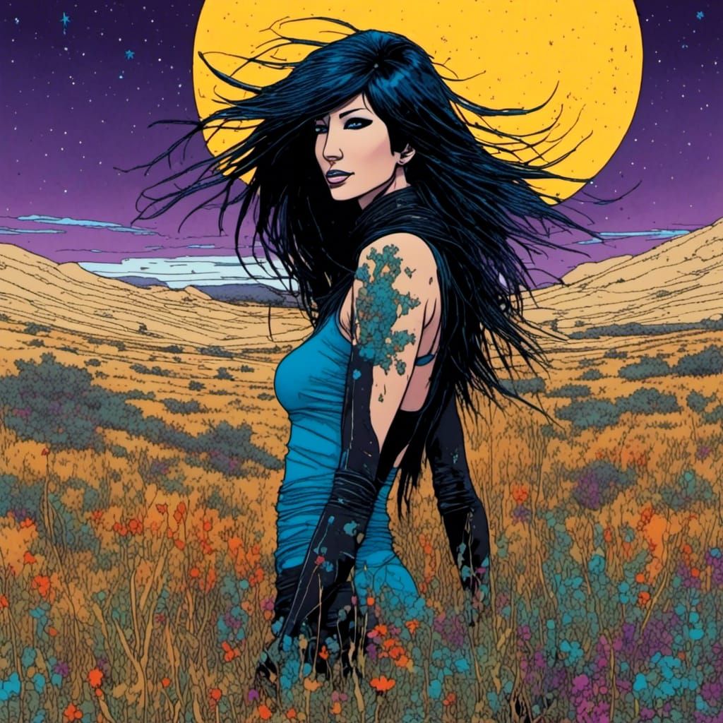 Goddess Portrait in Moebius Inspired Style