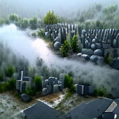 Fog Shrouded Graveyard in Realistic HD 8K