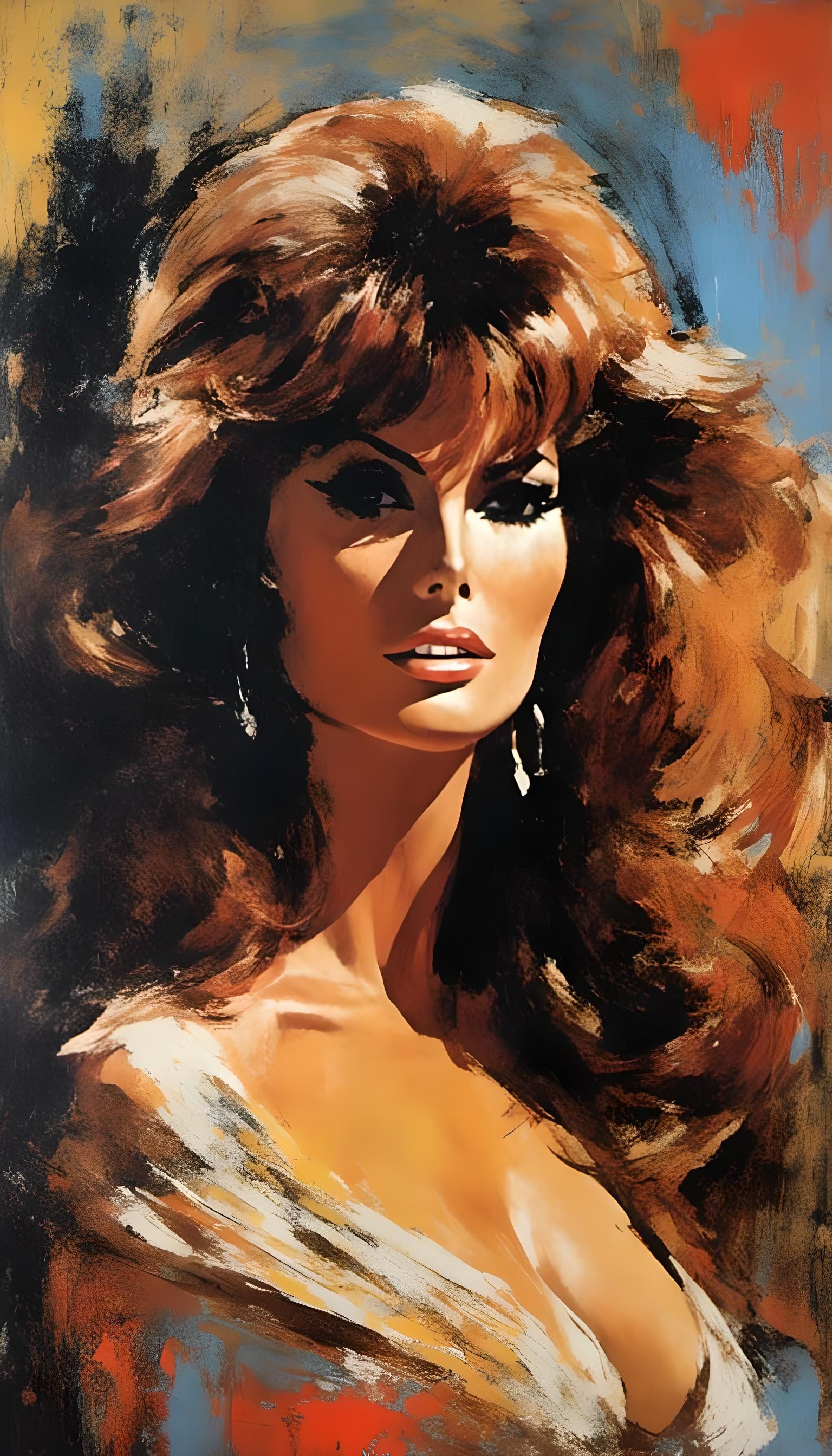 Raquel Welch Impressionist Portrait in Chiaroscuro Lighting