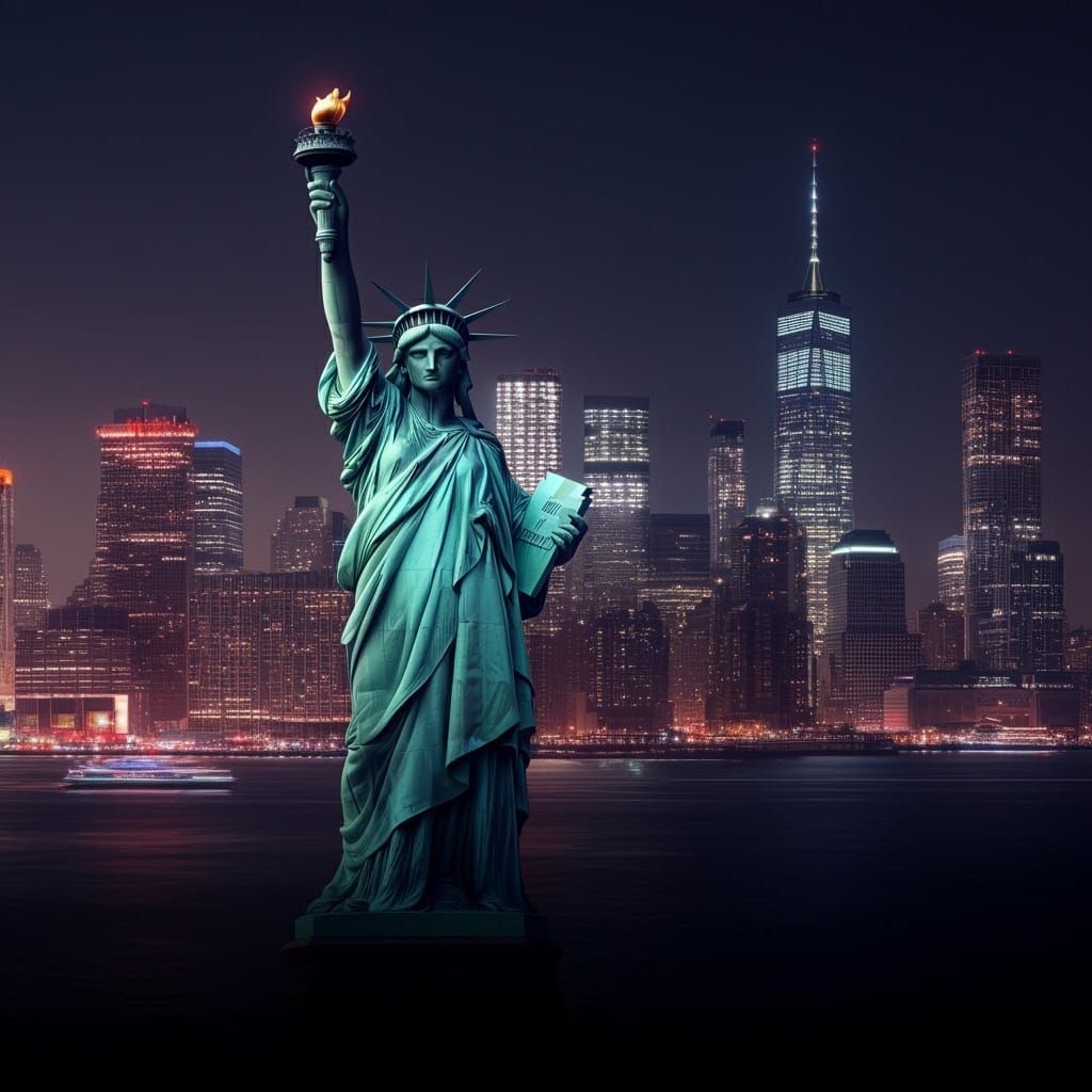 Statue of Liberty in Cyberpunk New York