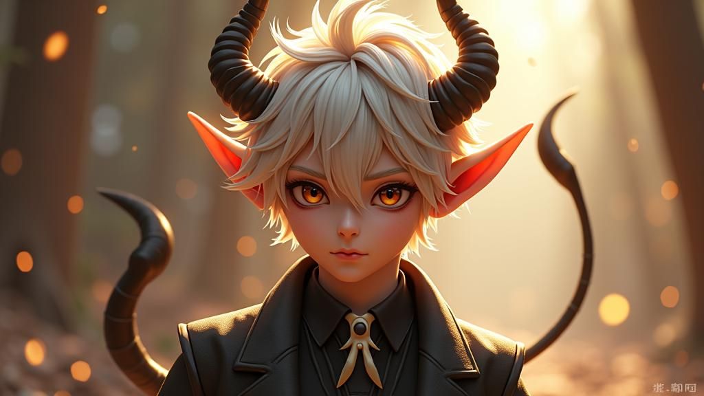 Demonic Creature with Silver Hair in 3D Anime Art