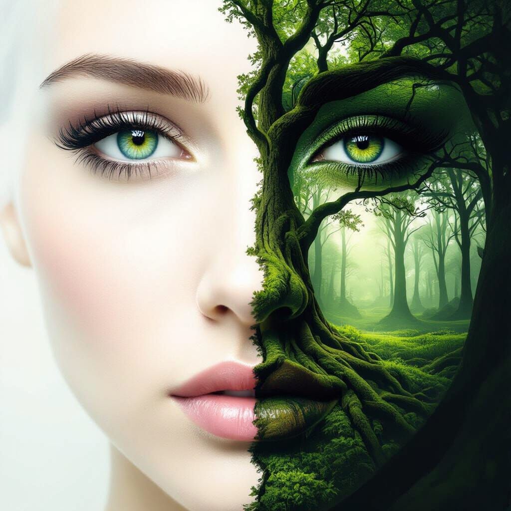 Trees Form the Face of a Beautiful Woman