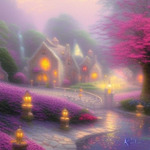 Kawaii Mouse in Ethereal Fantasy Landscape