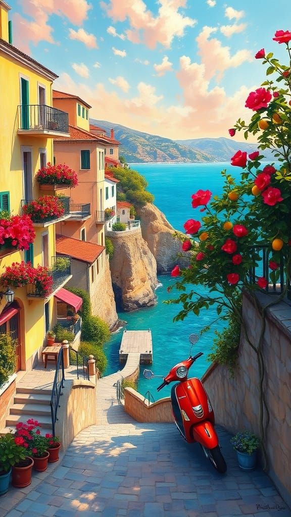 Impressionist Cliffside Homes Overflowing With Geraniums