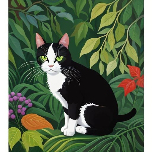 Surreal Feline in Whimsical Oil Painting Style