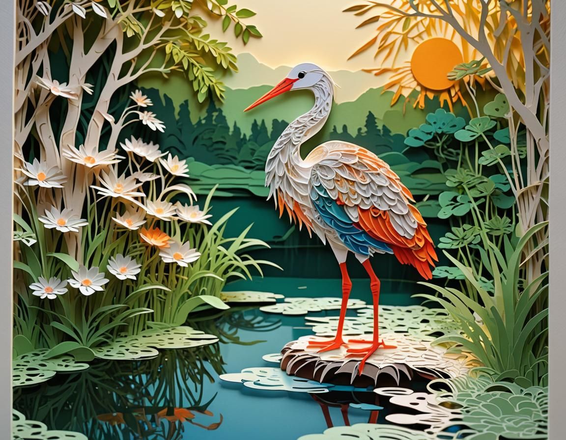 Kirigami Stork