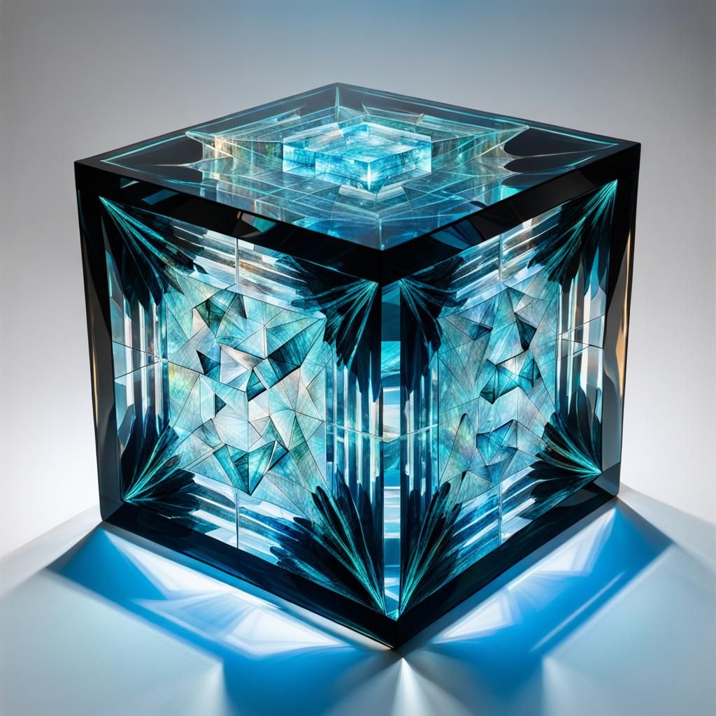 multifaceted holotope glass cube