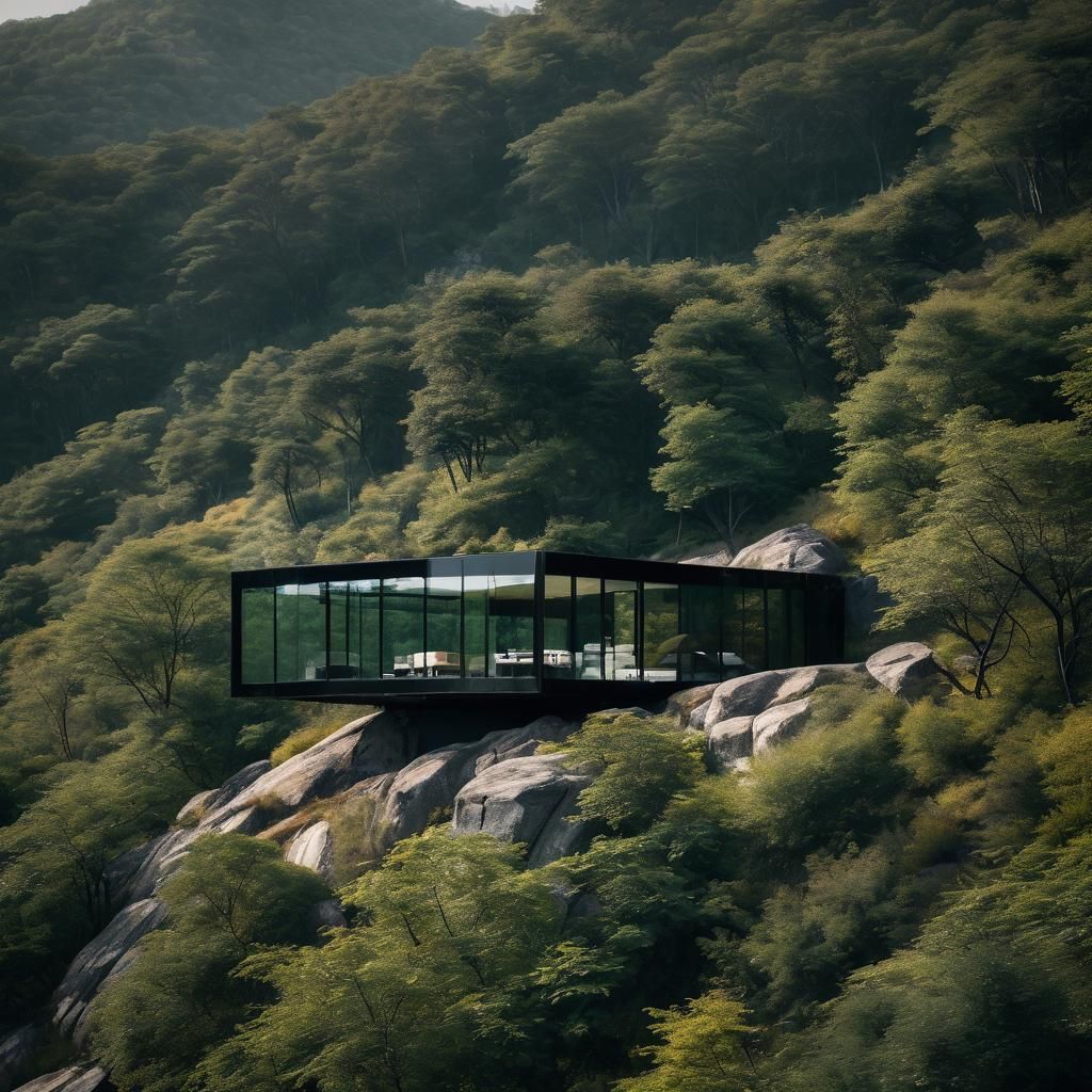 Glass Cube House on Mountain Peak in Vogue Style