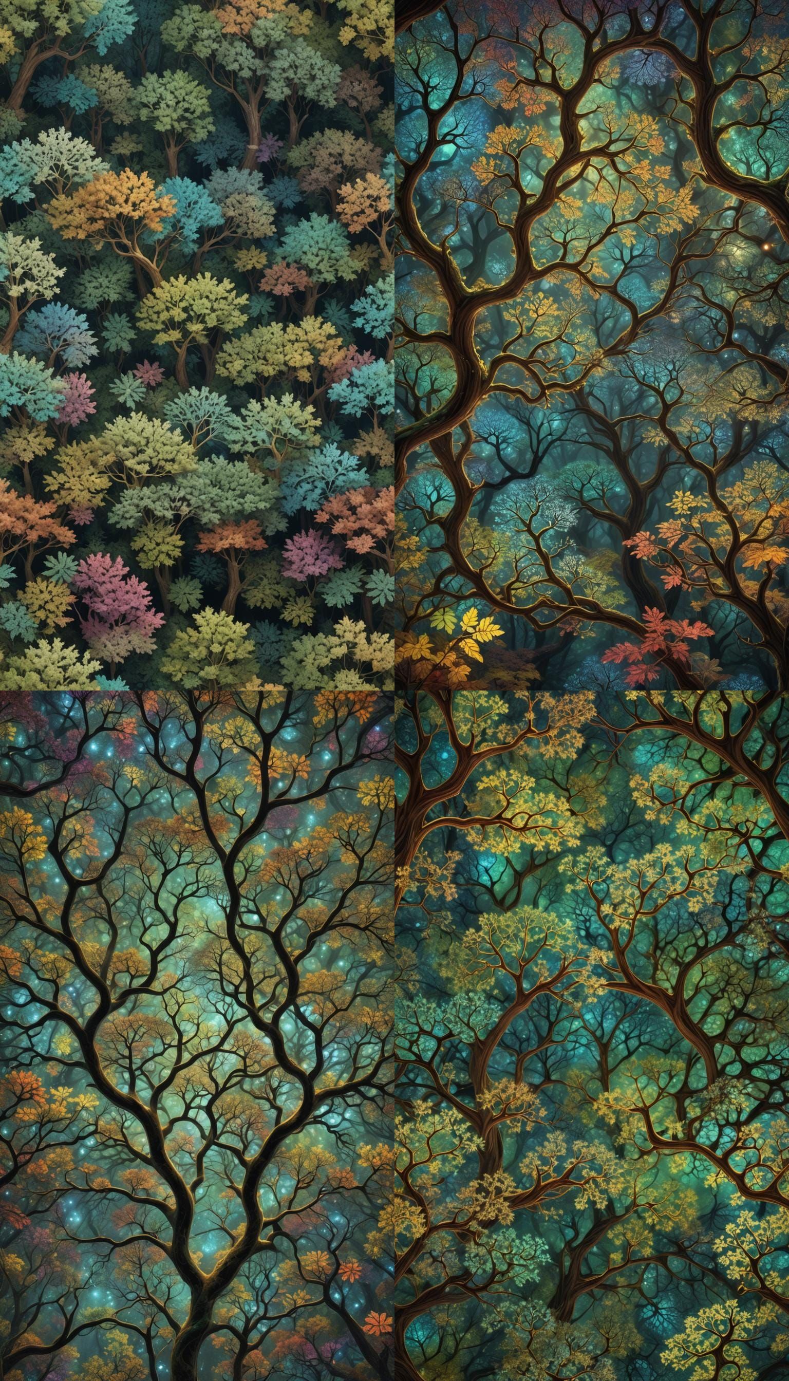 Iridescent Fractal Forest Dreamscape