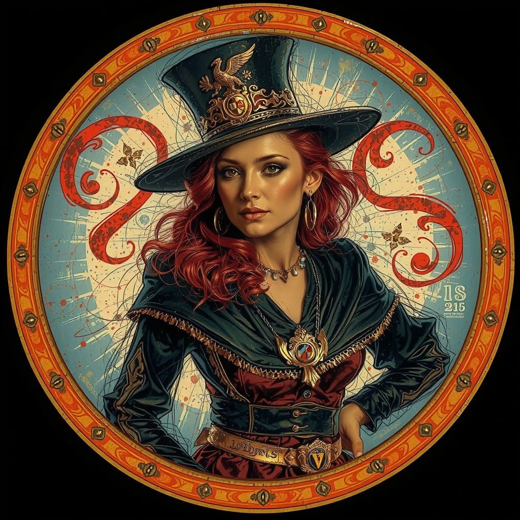 Abstract Etched Sketch Engraving