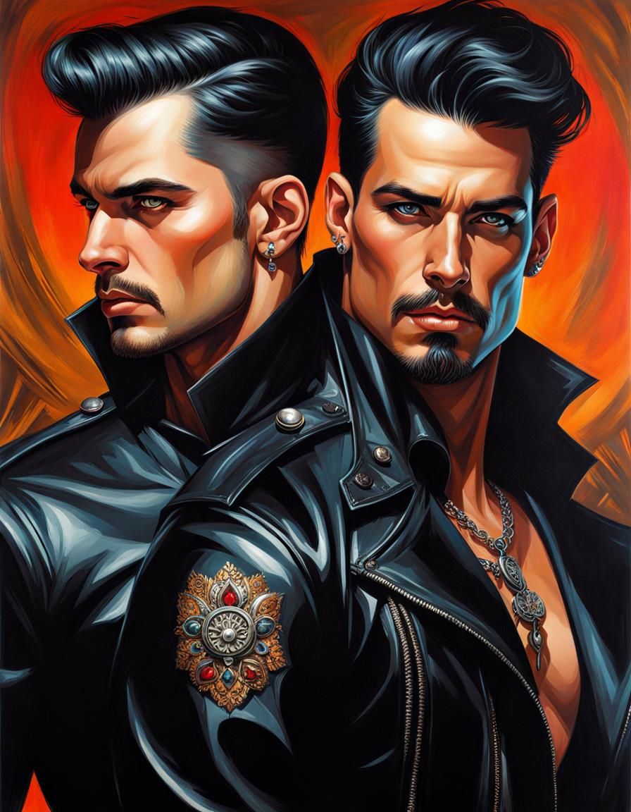 Gothic Emo Gay Couple in Digital Painting Style
