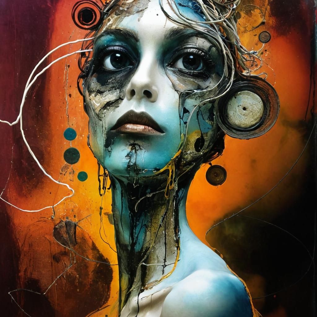 Surreal Woman Portrait in Maximalist Style