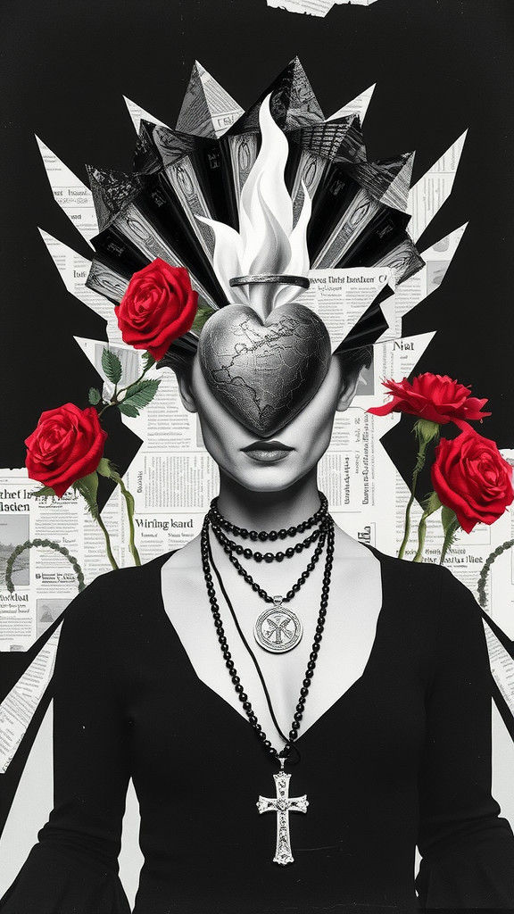 Surreal Geometric Portrait in Dada Collage Style