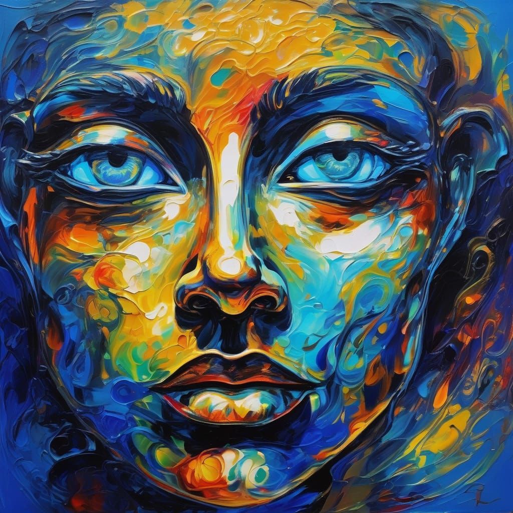 Surreal Alien Portrait in Electric Blue