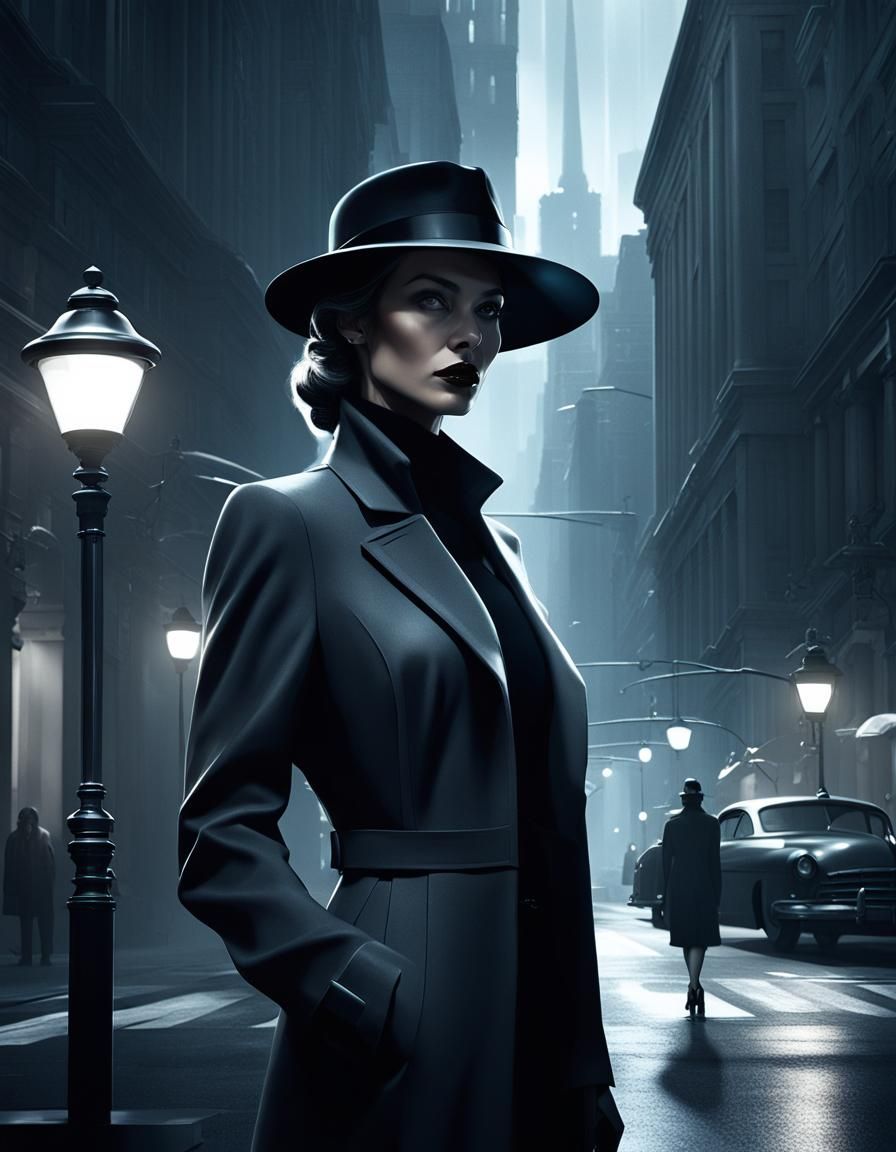 Classical female noir detective.