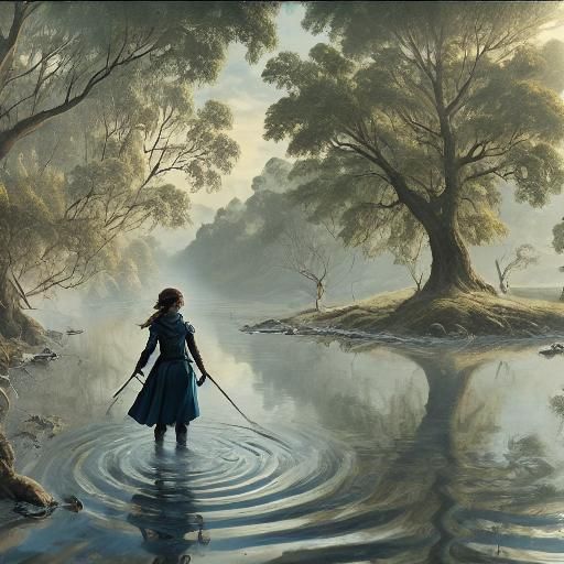 Fantasy Art: Rubi Watches Children by Riverbank