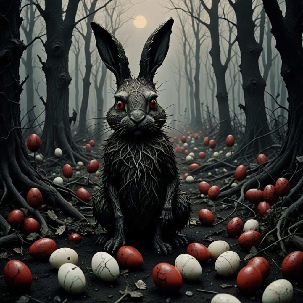 Surreal Easter Horror in Dark, Muted Colors