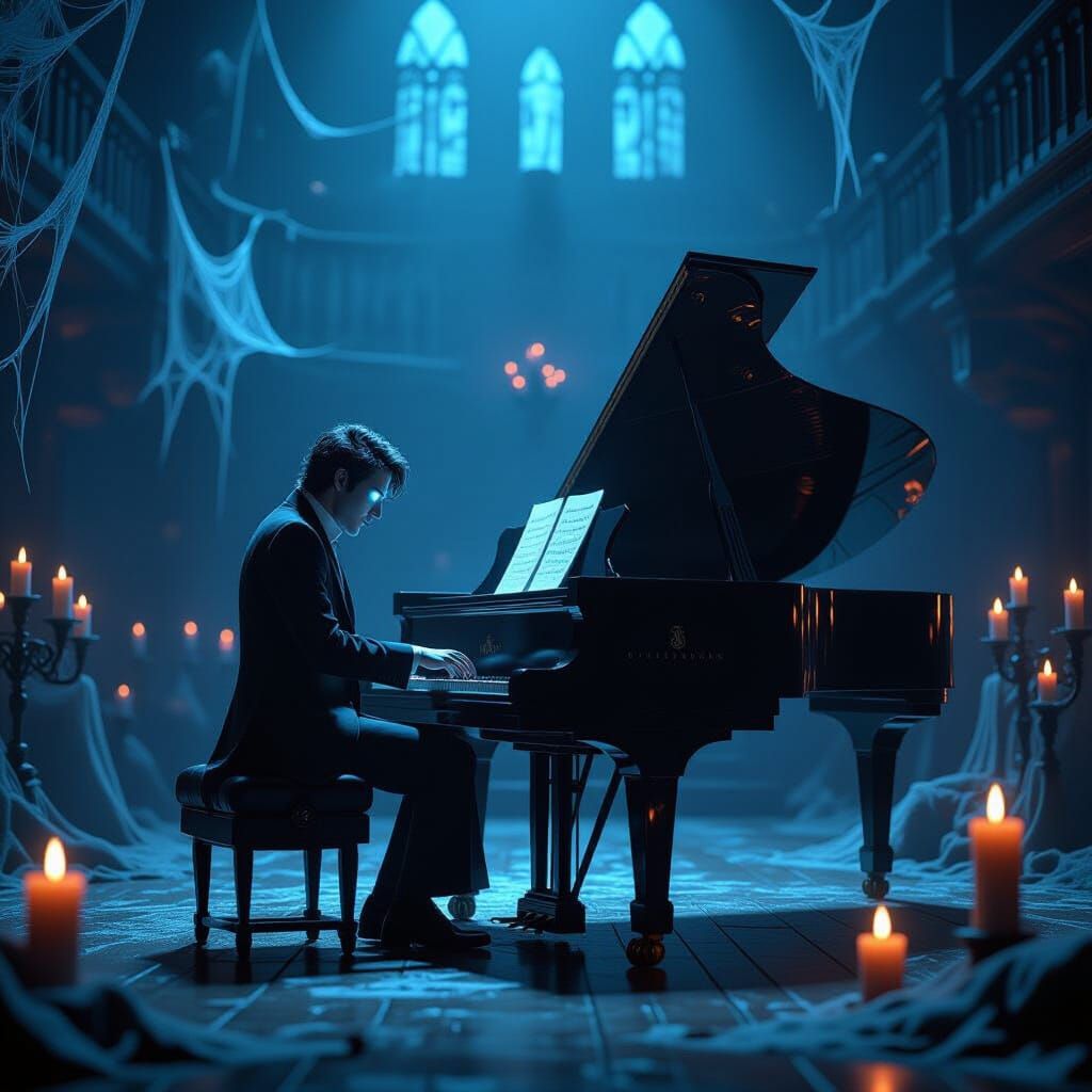Spectral Composer's Haunted Concert: 3D Rendered Scene