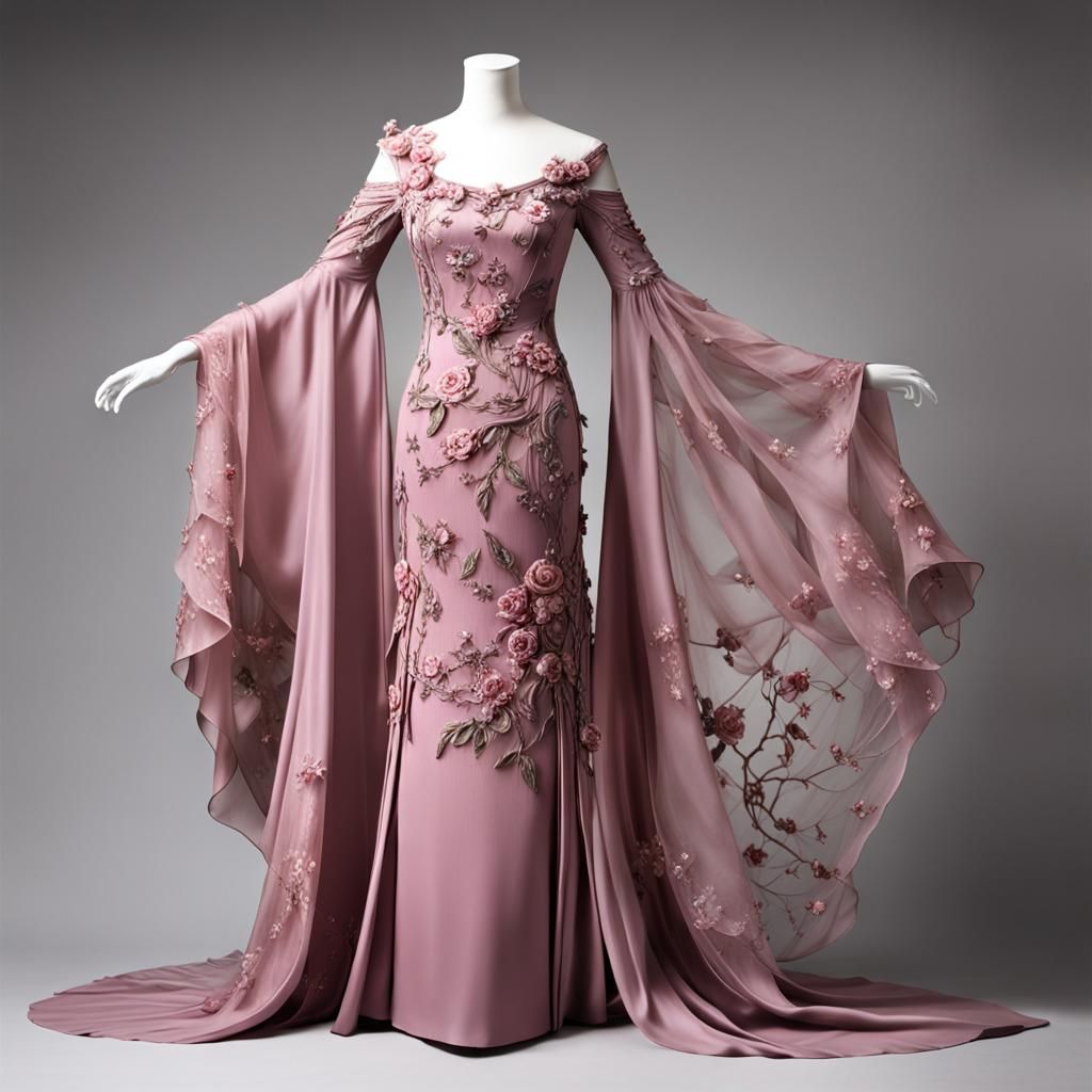 Opera Pink Elf Dress with Fairy Core Embroidery