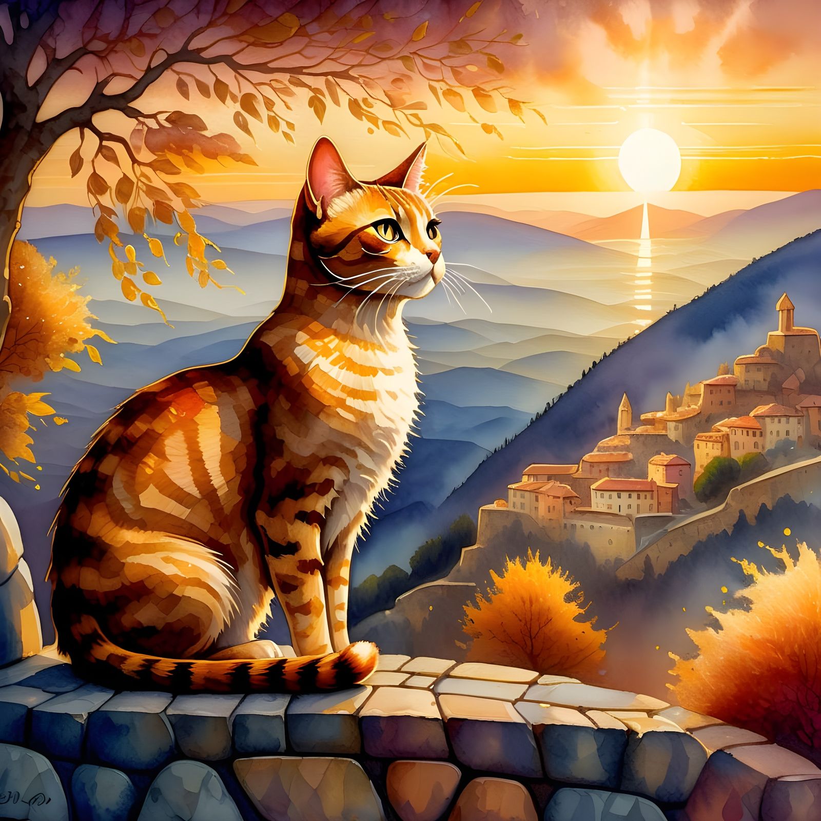 Feline Gaze on Italian Dawn