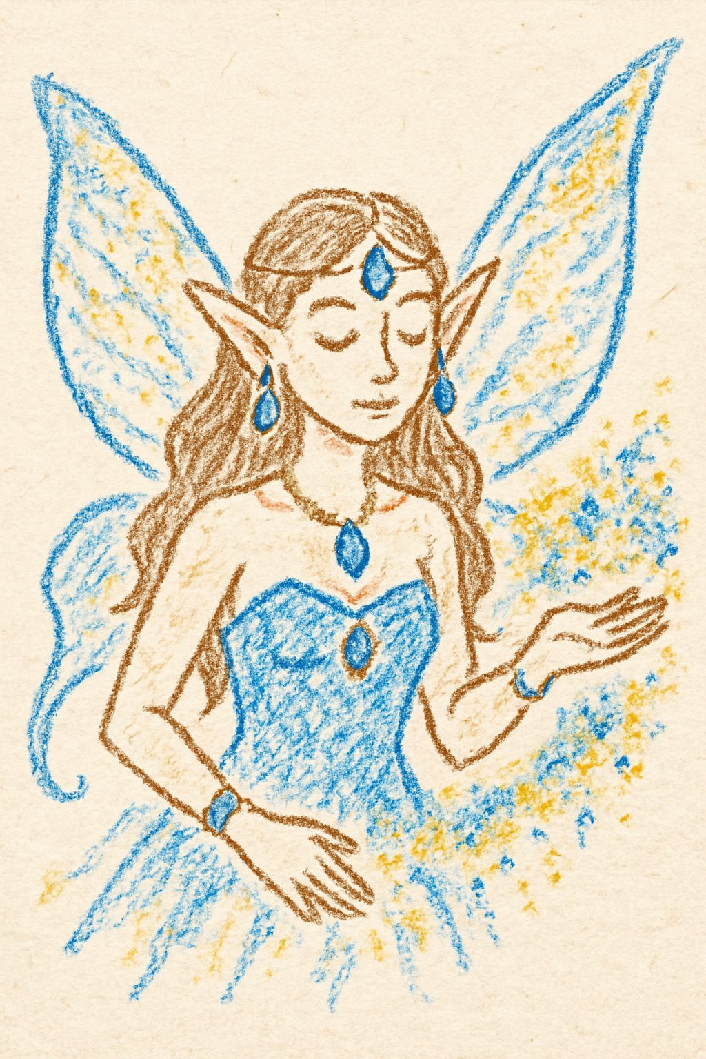 Fairy with Sapphire Jewelry and Gold Dust