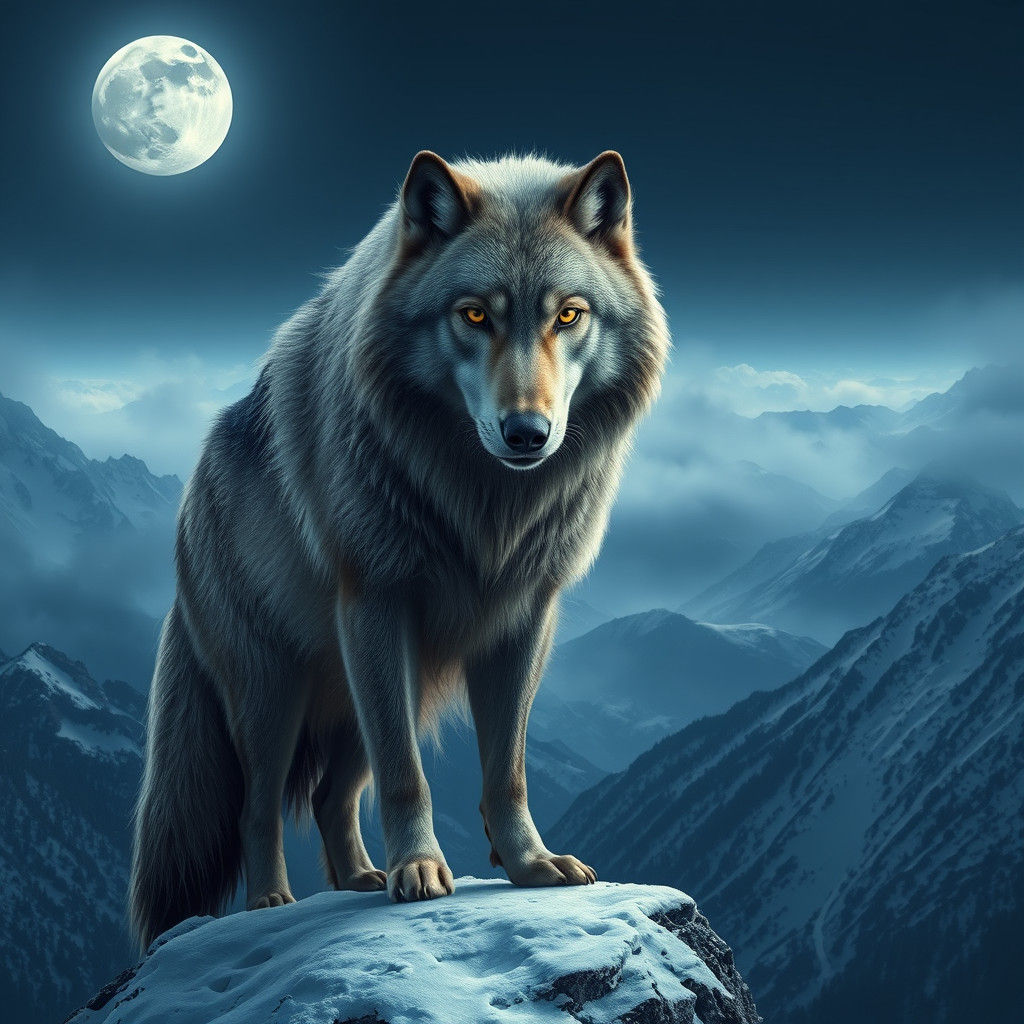 Majestic Gray Wolf Portrait in Hyper-Realism