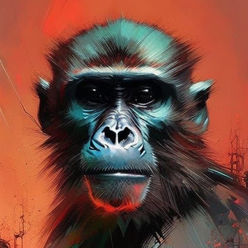 Chibi Ghost Monkey Portrait in Oil with Dramatic Lighting