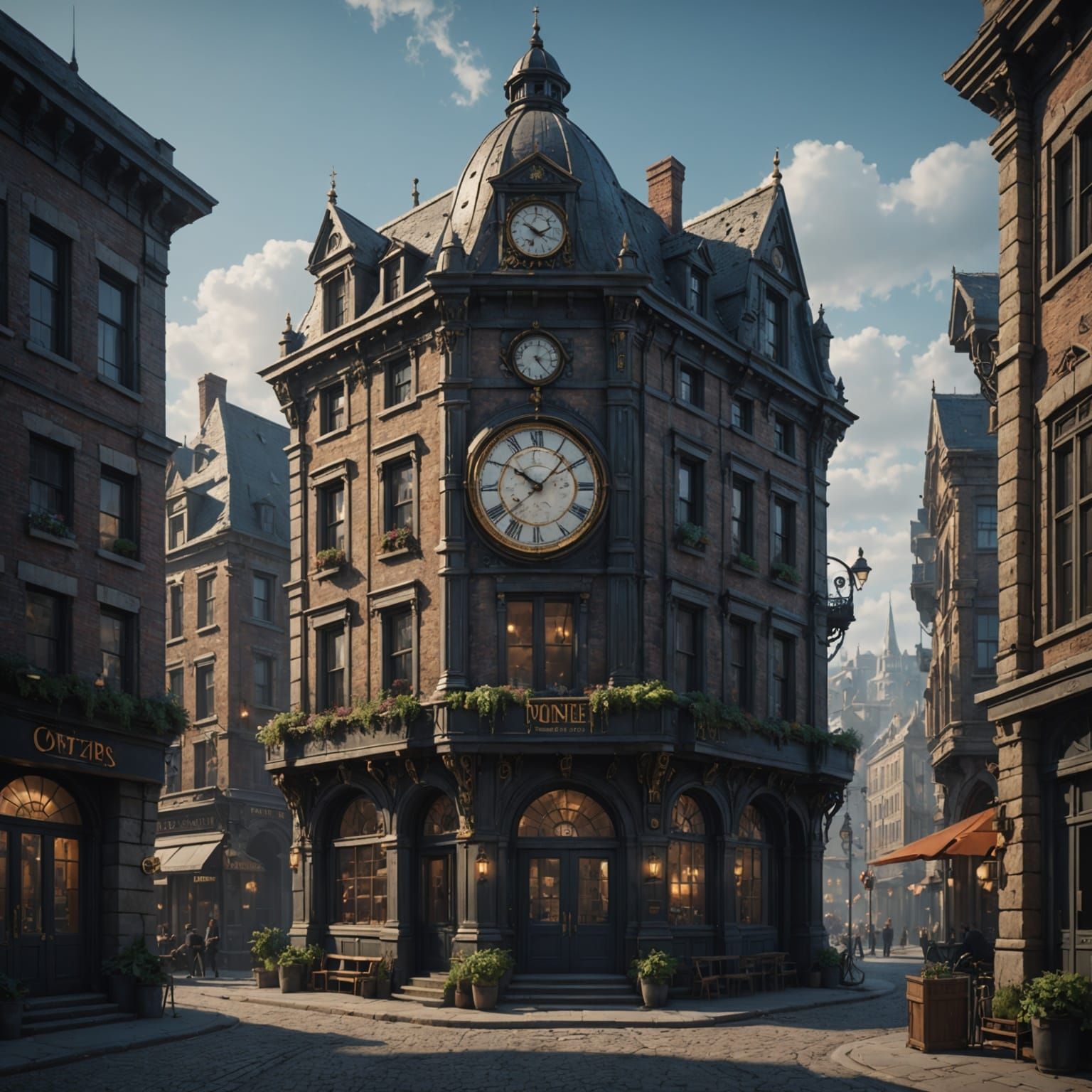 Fantastical Town Clock Tower in Vivid Color