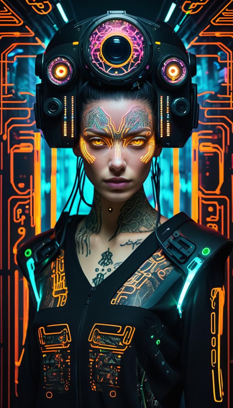 Bio-Modified Portraits in Neon Cyberpunk Style